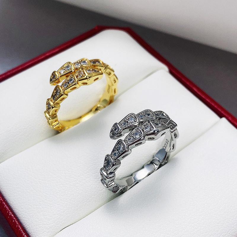 

Cluster Rings Huitan Cool Snake For Girls Full Paved Shiny CZ Stone Hip Hop Style Womenss Novel Design Accessories Trendy Jewelry, Golden;silver
