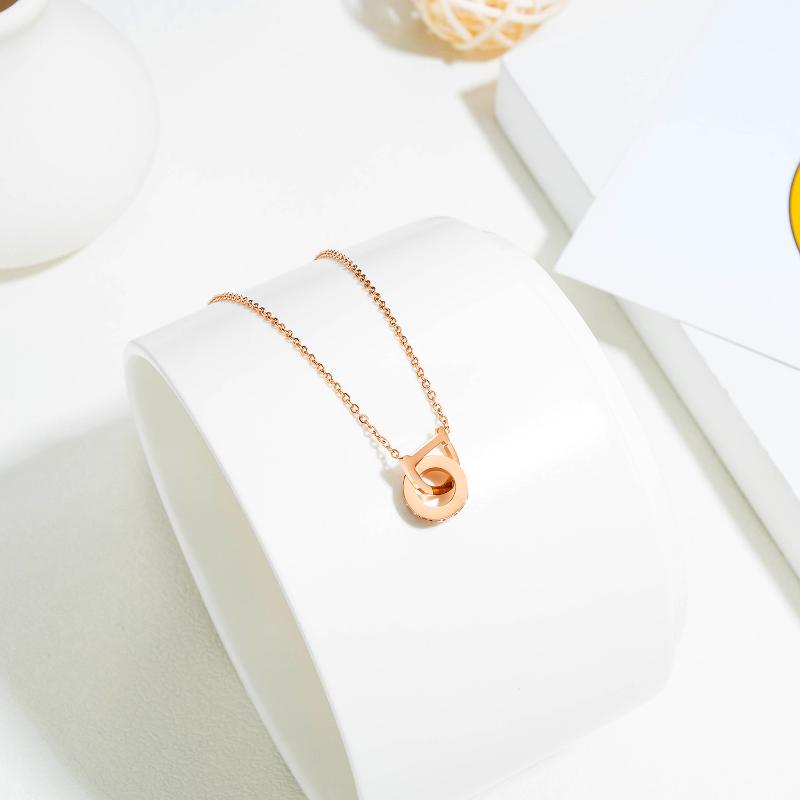 

Stainless Steel Men Women Necklaces Pendants Chain Zircon Rose Gold Letter For Girlfriend Jewelry Creativity Gift Wholesale Pendant