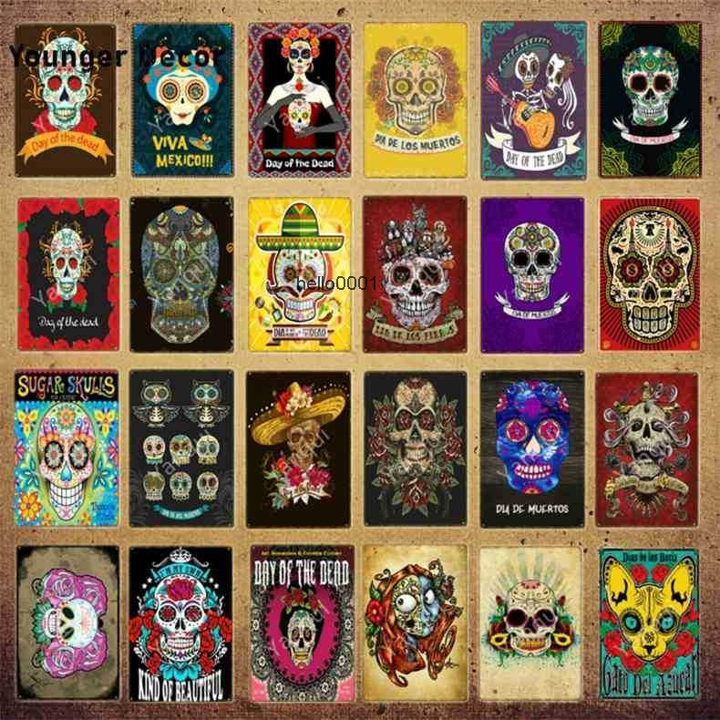 

Mexican Culture Decor Day Of The Dead Vintage Plaque Sugar Skull Metal Poster Iron Painting Wall Sticker Retro Tin Signs YI-1721