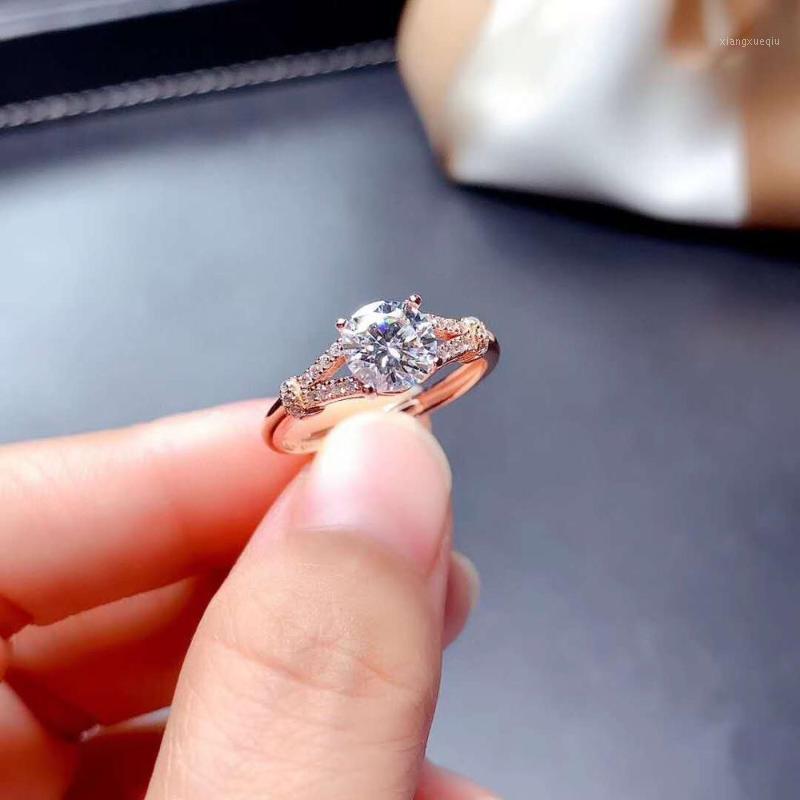 

Cluster Rings Mozan Drill Diamond 2 Color Classic Style Ring S925 Sterling Silver Garnet Fashion Fine Wedding Jewelry For Women, Golden;silver