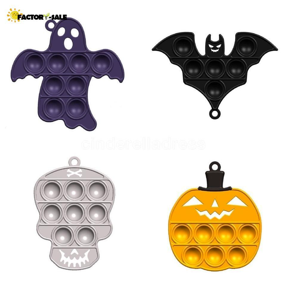 

DHL Push Bubble Fidget Toys Halloween Ghost Silicone Key Chain Skull Pendant Key Chain Decompression Pumpkin Puzzle Toy Desktop Finger Puzzle Stress Relief 4961