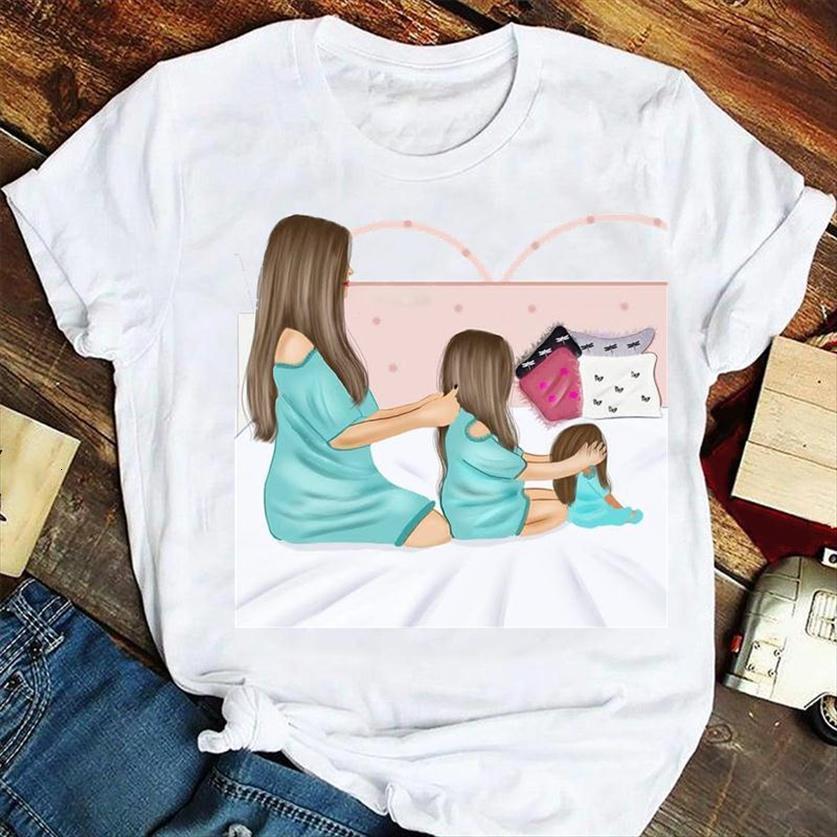 

fashion girl happy mujer womens t shirts camisetas mother mom mama cartoon tshirts clothes graphic print female tee shirt, White