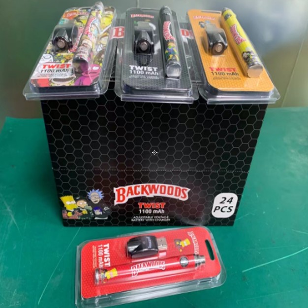 

Smoking Accessories Wholesale Cookies Runtz Backwoods R and M Cartoon Vape Pen Twist Battery With Usb Charger 1100mah Adjustable Voltage Bob
