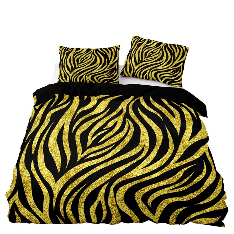 

Bedding Sets American Style Set 240x220 Golden Leopard Pattern Duvet Cover With Pillowcase Single Double King Comforter Bed, D-p-58