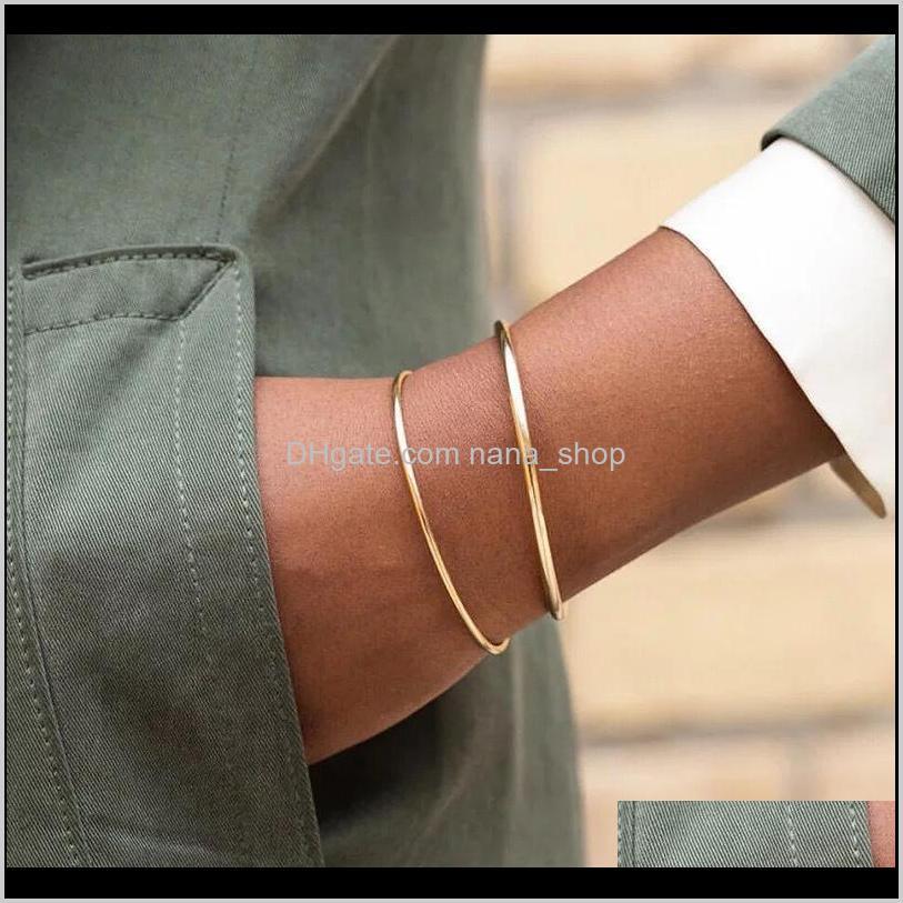 

Bracelets Drop Delivery 2021 Minimalist Bangles With Designer Charms For Women Stainless Steel Plated Gold Bohemian Womens Aessories Bangle T, Black