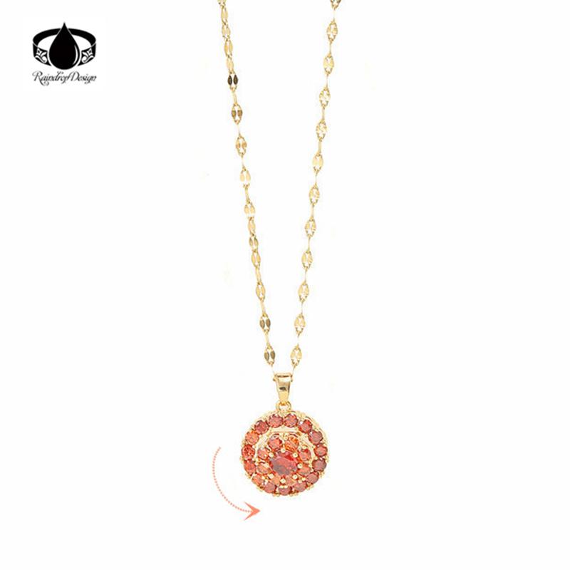 

Pendant Necklaces 18K Gold Plated Spin Rotable Necklace Crystal Lucky For Women Natural Gemstone Chain Party Bijoux Femme Collares Joyas