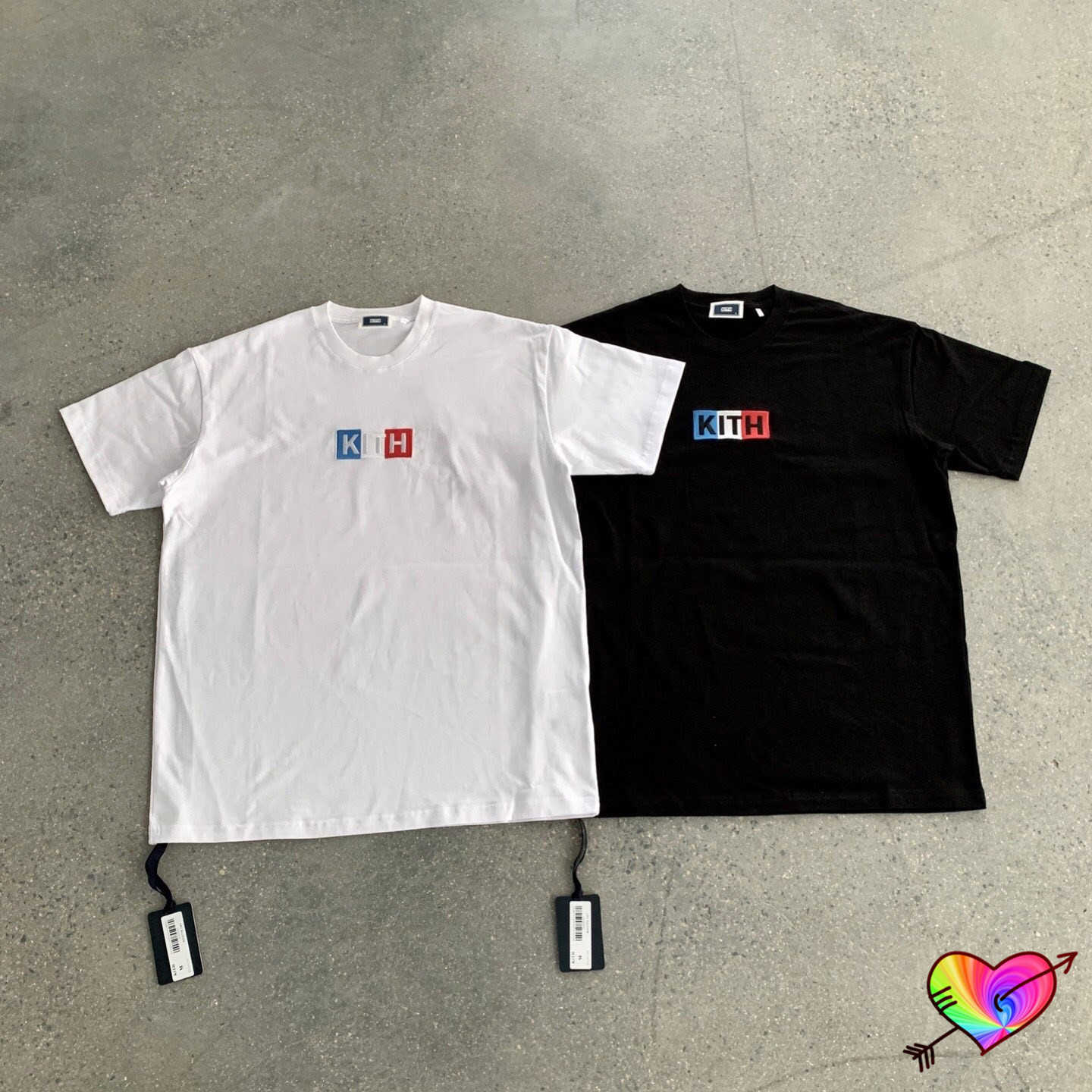 

2021 Kith T-shirt Men Women 1:1 High Quality Embroidered French Flag KITH Tee Classic Box Short Sleeve Limited Edition X0712, Black