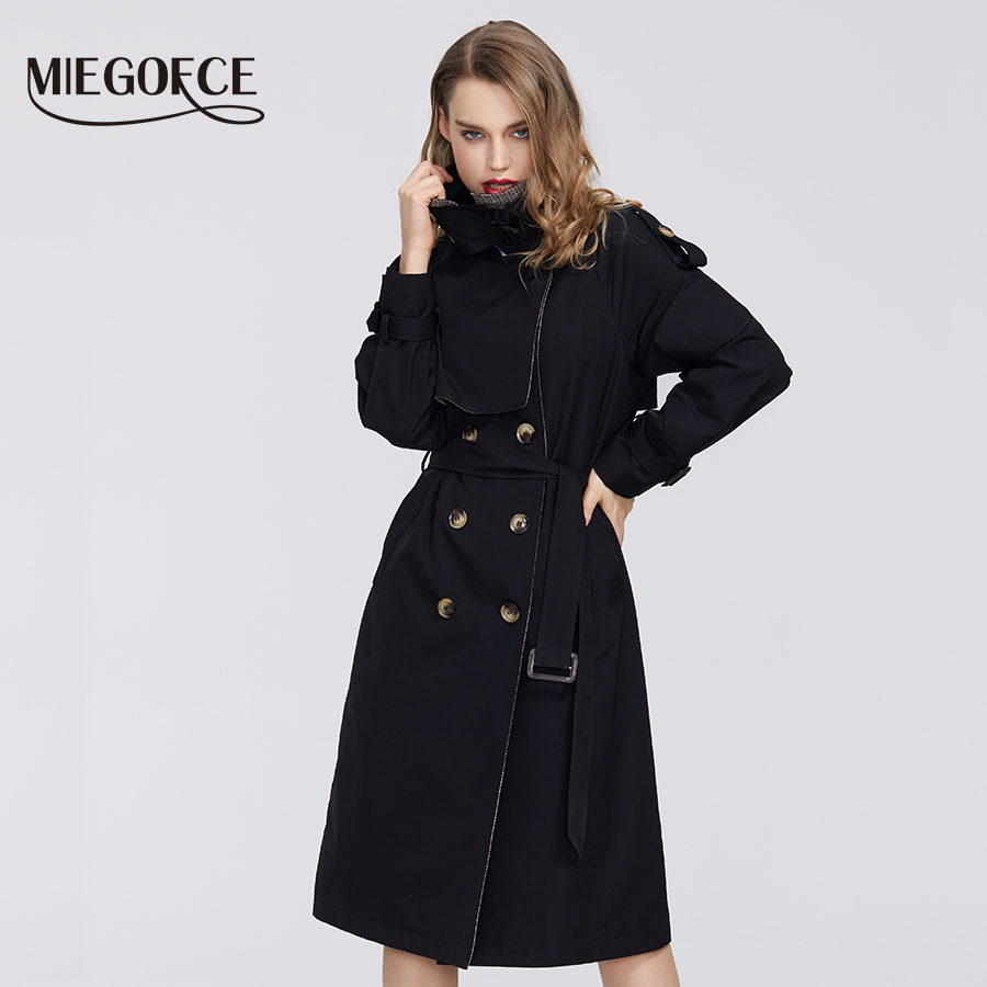 

MIEGOFCE 2021 Spring New Collection Womens Cloak Warm Windproof Womens Coat Spring Trench Spring Windbreaker with Buttons, 201 black
