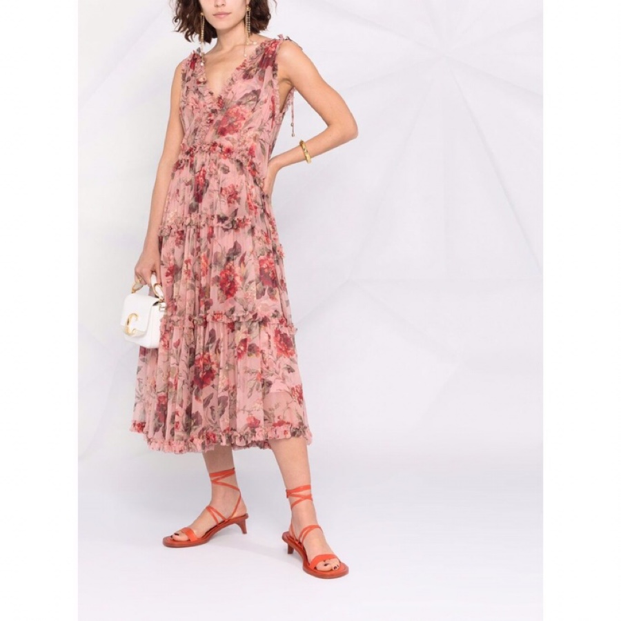 

australian designer brand 2021 new print vneck sleeveless fresh dress for women, Multi