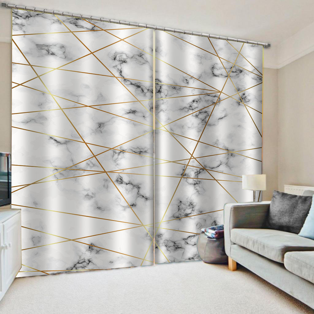 

Luxury grey marble curtain 3D Blackout Curtains For Living room
