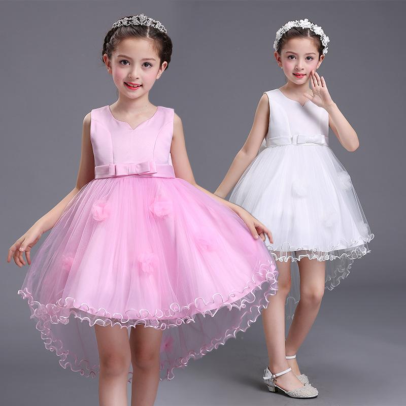 

Girl's Dresses Elegant Sweet Dovetail Bowknot 3D Flower Girls Pageant Party Kids Baby Clothes Children Birthday Communion Formal Dress, Pink