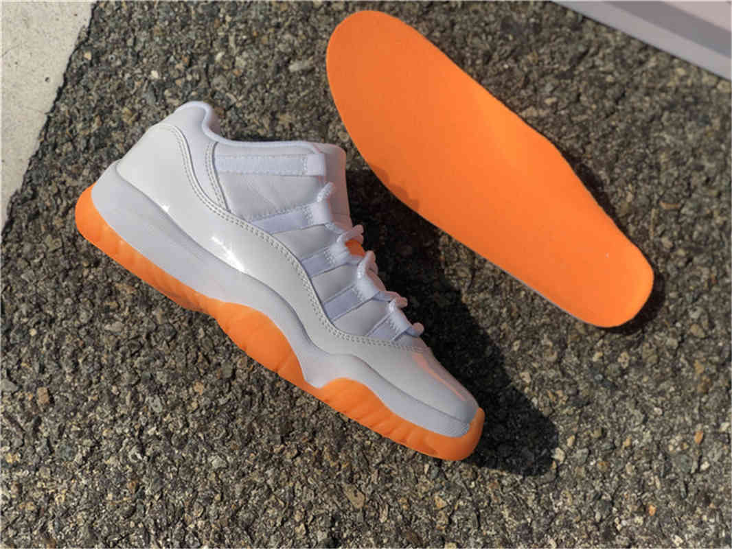 

Authentic 11 Low WMNS Bright Citrus Men Woman Basketball Shoes AH7860-139 11s White Orange Real Carbon Fiber Sport Sneakers