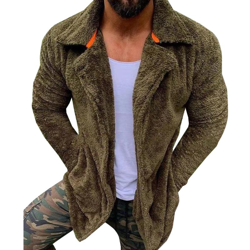 

Men's Jackets Plush Coats Men Autumn Winter Clothing Turn Down Collar Casual Warm Outwear Fur 2021 Plus Size, Green