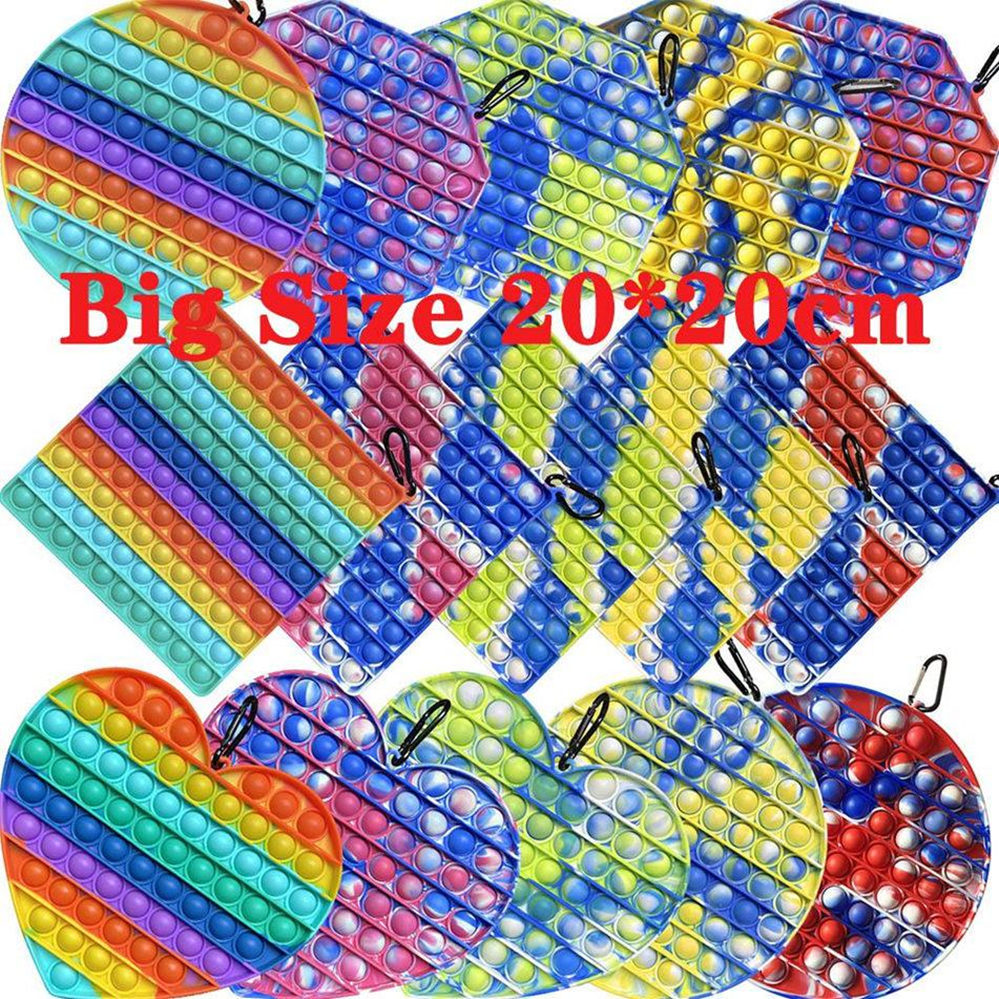 

DHL 20CM Big Size Push Bubble Fidget Toys Color changing in Sun UV Autism Needs Squishy Stress Reliever Decompression Toy Party Favor Adult Kid Tie Dye Rainbow
