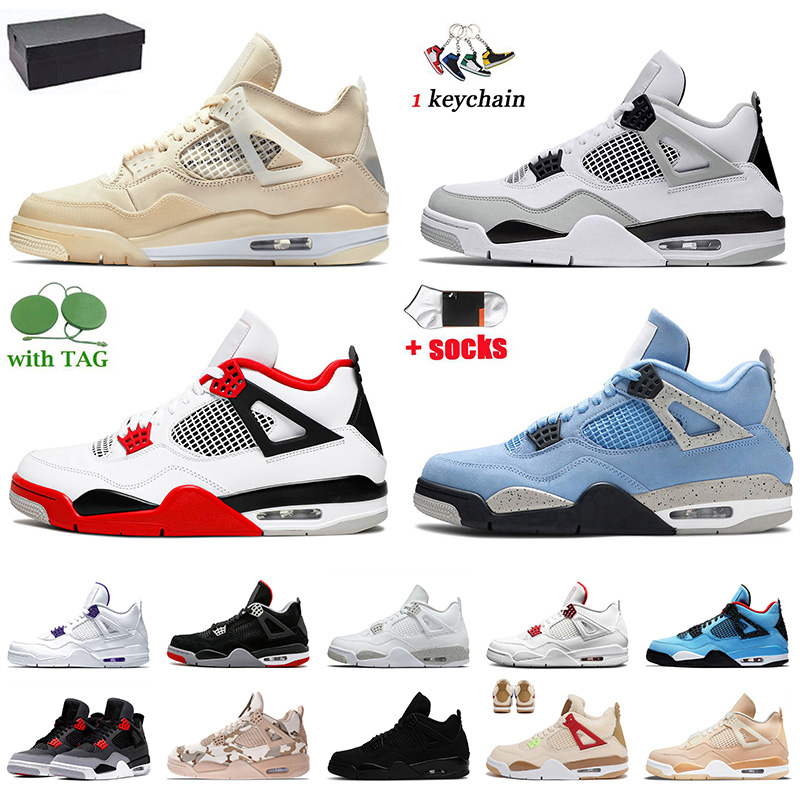 

Top Fashion Jordan 4 4s Mens Women Basketball Shoes Jumpman Sail University Blue White Oreo Bred Military Black Cat Fire Red Shimmer Off Sneakers Trainers US13, C19 desert moss 40-47