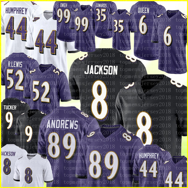 

8 Lamar Jackson Jersey 89 Mark Andrews 44 Marlon Humphrey 52 Ray Lewis Football Jerseys Patrick Queen Justin Tucker Ed Reed Odafe Oweh Gus Edwards Purple Black White, Youth {s-xl}