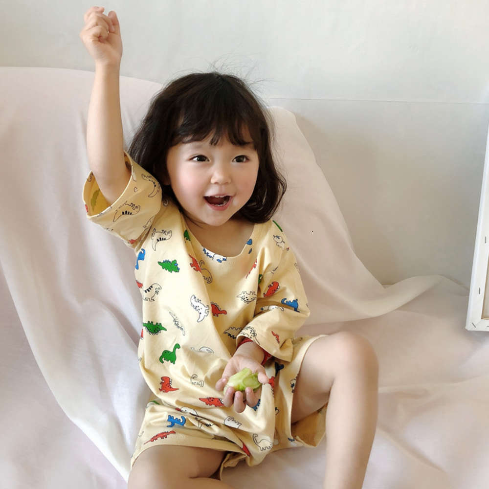 

Summer baby one-piece short sleeve pajamas cotton cartoon air conditioning climbing suit Harbin Children's home clothes, White