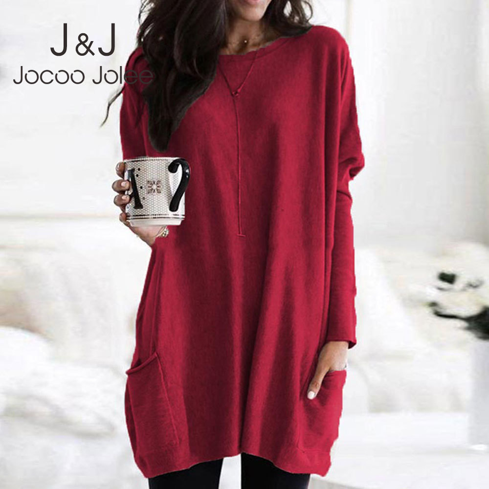 

Jocoo Jolee Spring Long Sleeve Color Block Pockets Tops Fashion Casual Multi-Color Loose T Shirt Ladies Oversized 5XL Shirt 210518, 20