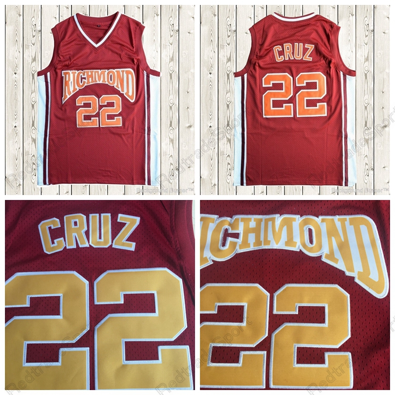 

Mens Timo Cruz 22 Richmond High Coach Carter Movie Basketball Jerseys Stitched Red Shirts Size -XXL
