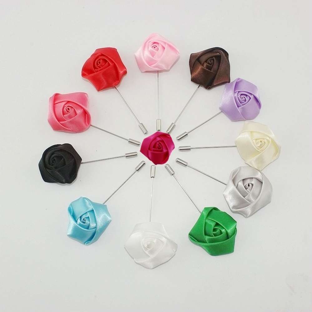 Korean fashion versatile dress plug in long pin men&#039;s cloth suit Ribbon Rose Brooch-image-695404513