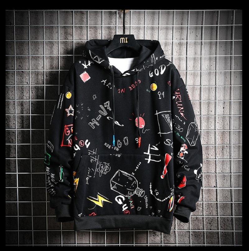 

Men' Hoodies & Sweatshirts Hoodie Sweater Heren Casual Trui Afdrukken Mannelijke Hip Hop Streetwear Hooded Trainingspakken 2021Herfst Nieuw, Beige