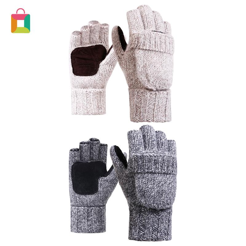 

Five Fingers Gloves Coarse Wool Knitted Half-finger Flip Men's And Women's Winter Brushed Thickened To Keep Warm Glittery