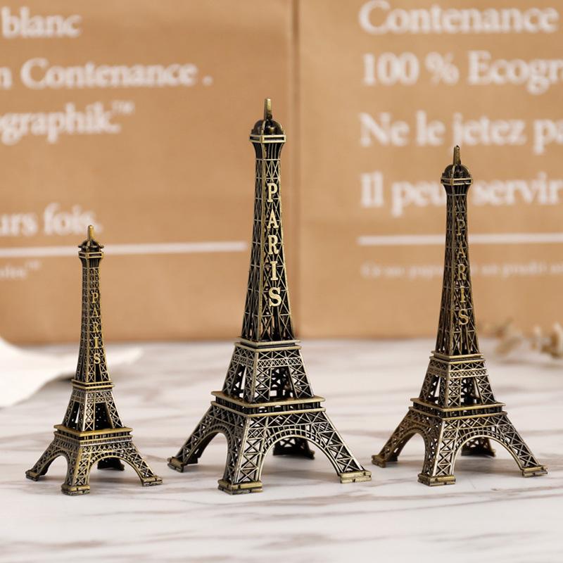 Vintage Statue Figurine Paris Eiffel Tower Model Metal Home Desk Decorative 