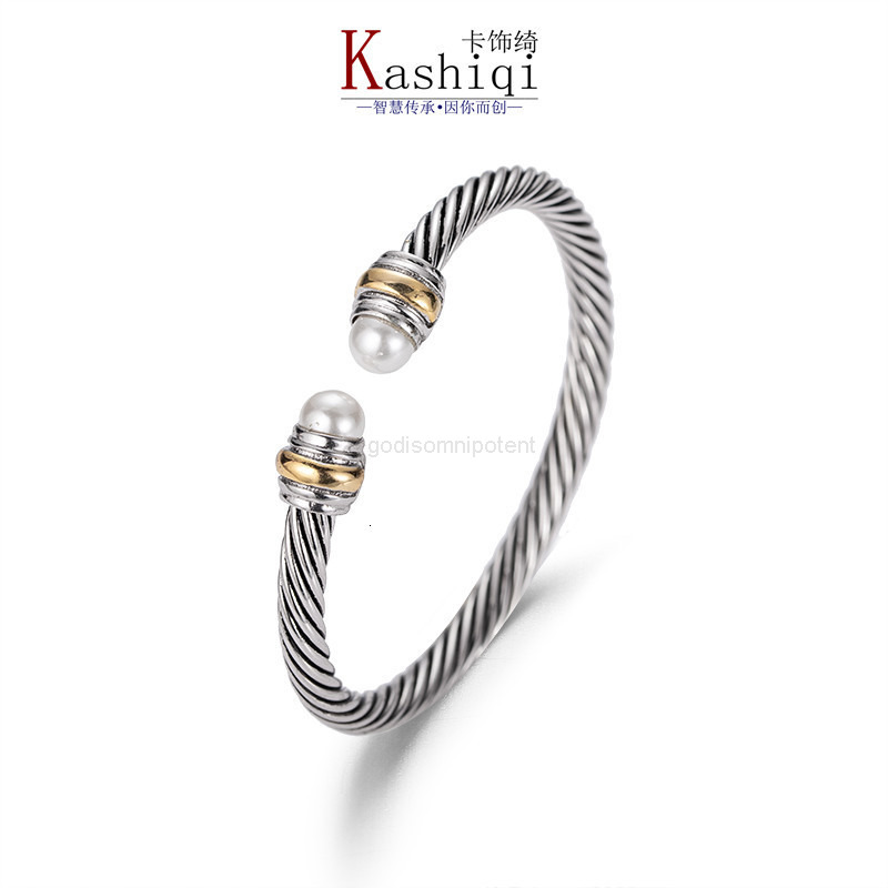

Bangles Bracelet Dy Twisted Pearl Head Women's Fashion Versatile Twist Jewelry Platinum Plated Two-color Sales, Black