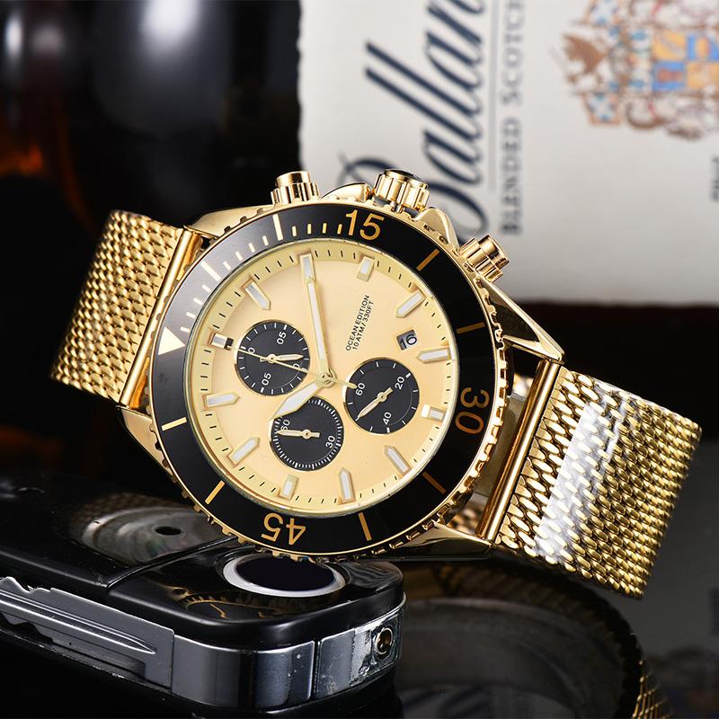 

Top Luxury Men Watch Boss Quartz Men's Casual Military Waterproof Clock Sports Fashion Business Table Reloj Wristwatches, Gold-blue
