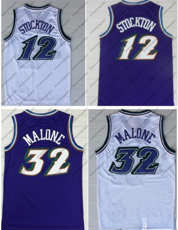 

32# Karl Malone Jersey 12# John Stockton Jersey Purple White Stitched Donovan Mitchell Orange Shirts Wholesale Top Quality S-XXL, C1