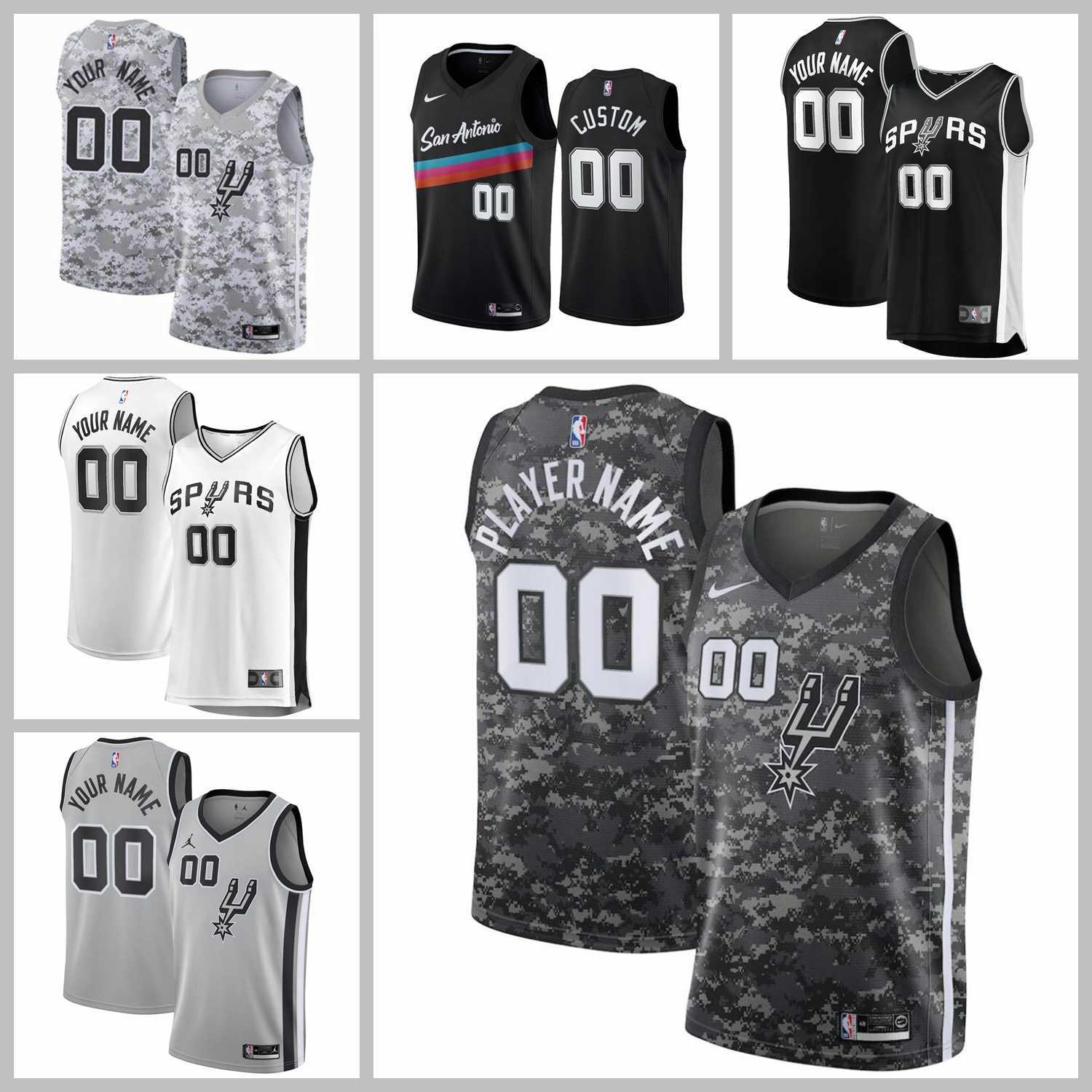 

2021 Basketball Team Jerseys San Antonio Spurs Jersey Tim Duncan Manu Ginobili White Black Gray Color Stitched Size S-XXXL Mesh Breathable Quick Dry, As photo