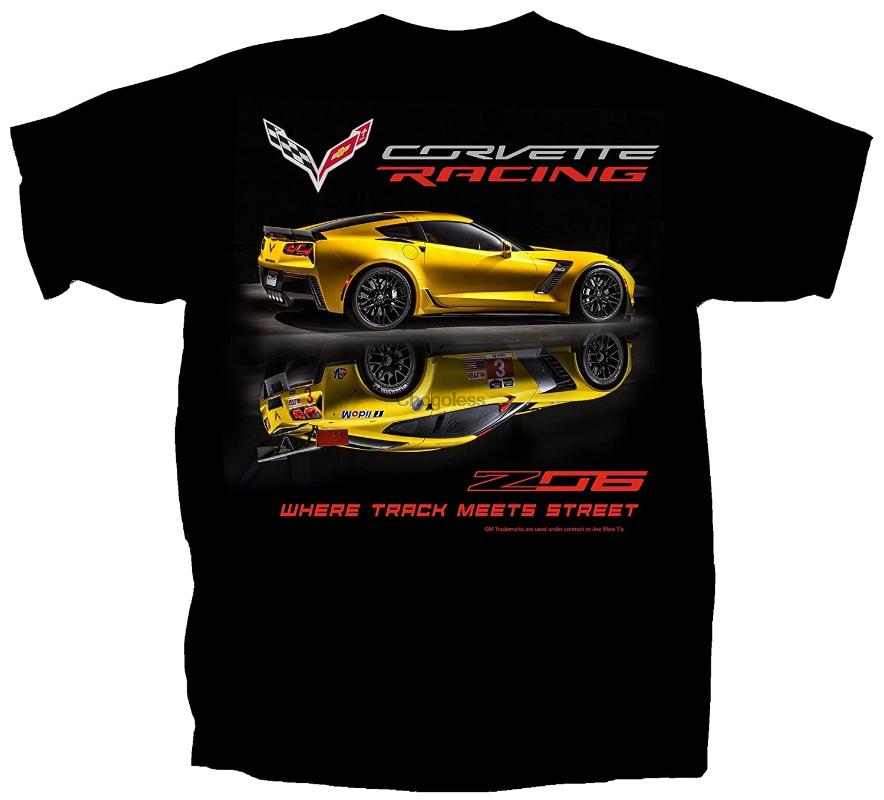 

Men's T-Shirts Joe Blow Corvette C7 Z06 Track Meets Street T-Shirt, White;black