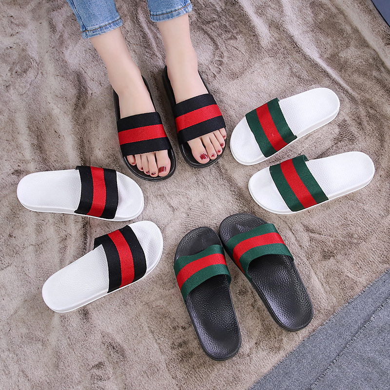 

Top Quality Men's Women's Rubber Slipper Designer Sandals Shoes Summer Beach Outdoor cool slippers Fashion Wide Lady Household Sli, Black
