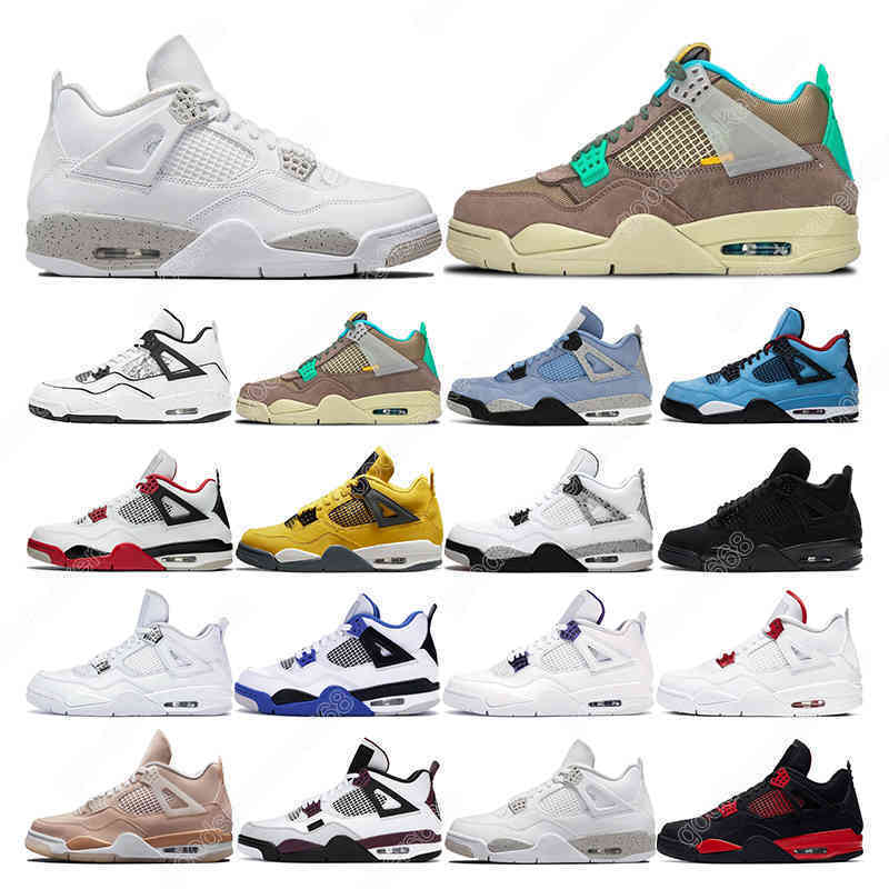 

mens basketball shoes 4s women University Blue White Oreo Black Cat White cement Fire Red Thunder sports sneakers trainers size 5.5-13