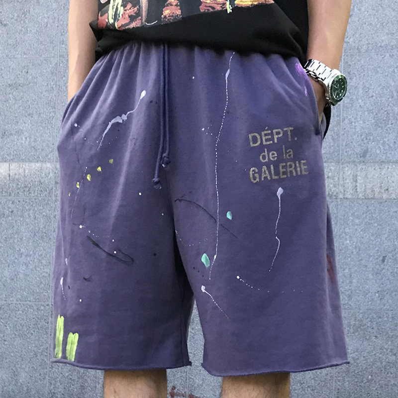

2021 INS GALLERY DEPT Basketball Shorts Men Splash Ink Street Style Summer Casual Sweat Pants Fashion Designer, Purple
