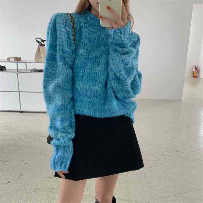 

Basic Solid Loose Fashion V-Neck Pullovers Warm Sweater Spring Retro Elegant Knitwear Causal Clothe Tops 210525, Pink