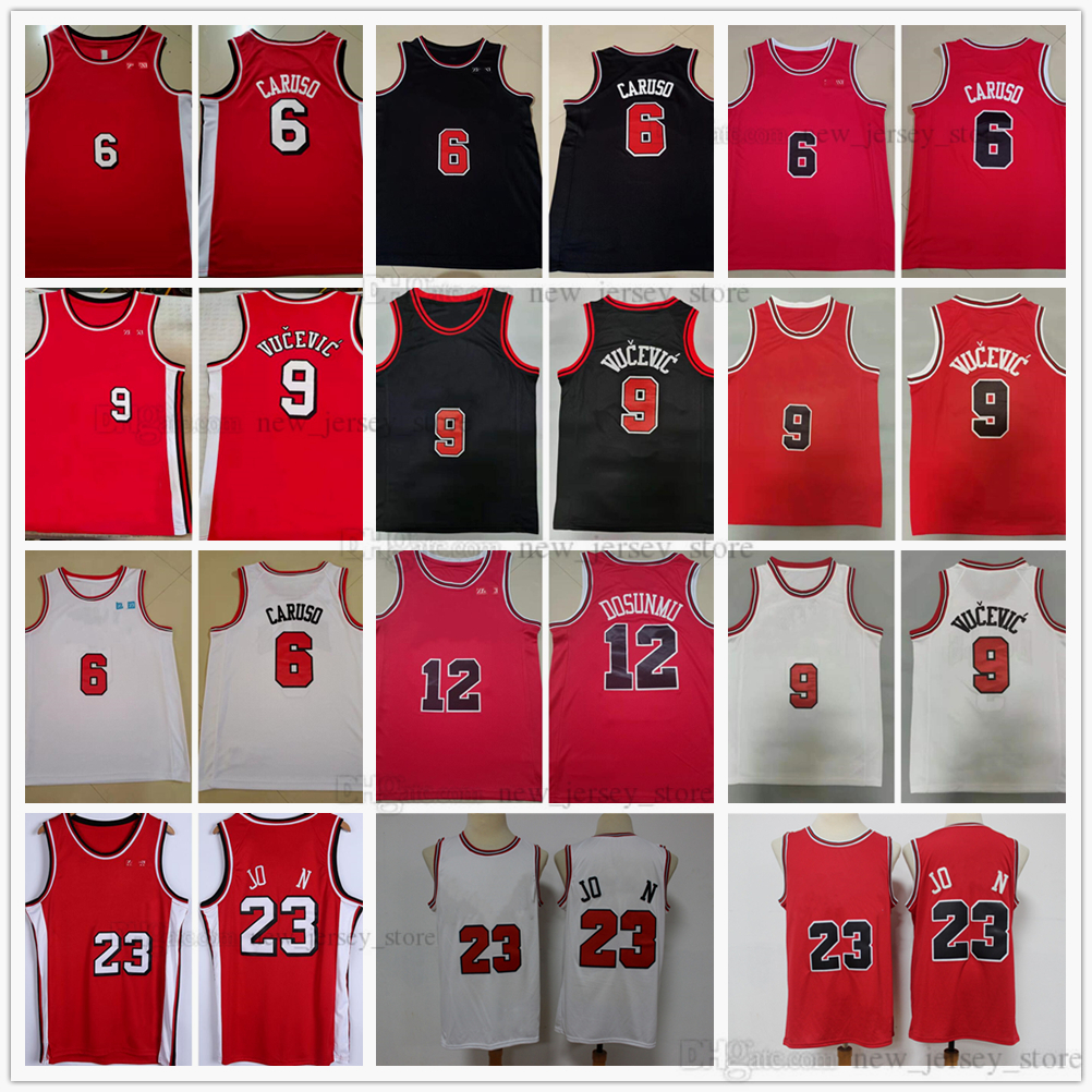 

Stitched Basketball 6 Alex Caruso Jerseys White 9 Nikola Vucevic 12 Ayo Dosunmu Jersey shorts Black Red City For Man size S-XXL, As picture
