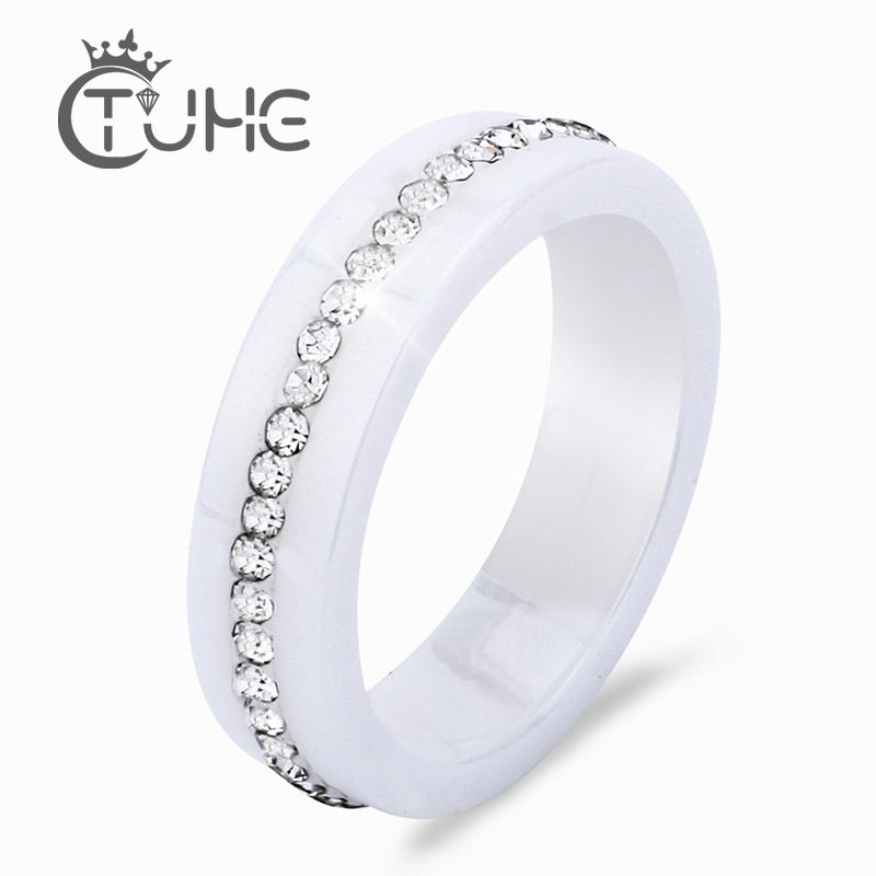 

Cluster Rings 2021 Black / White One Row Crystal Ceramic For Women Wedding Engagement Ring Drop Wholesale