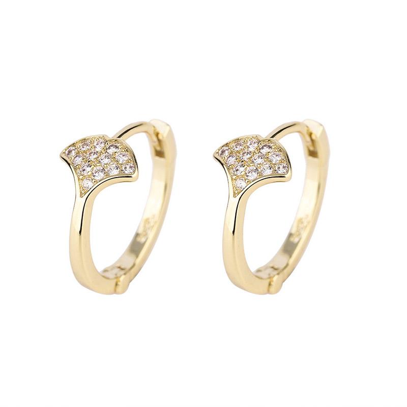 

Hoop & Huggie Gold Color Apricot Leaf Ear Clip Earrings For Women Female Full Set Zircon Jewelry Accessories Fashion KCE006