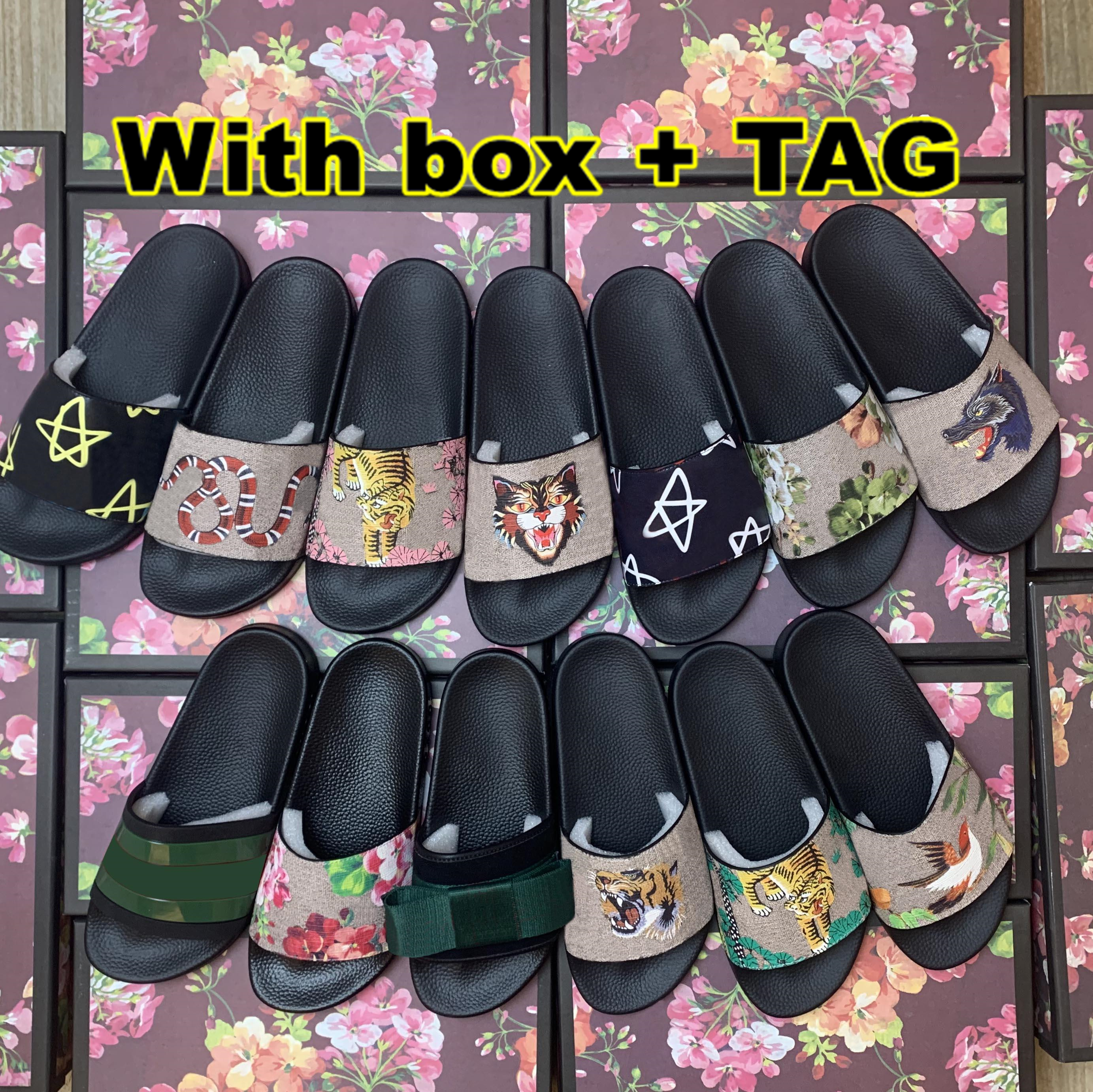 

Men Women Slippers Designer Rubber Slides Sandal Flat Blooms Strawberry Tiger Bees Green Red White Web Fashion Shoes Beach Flip Flops Flower Box, I need look other product