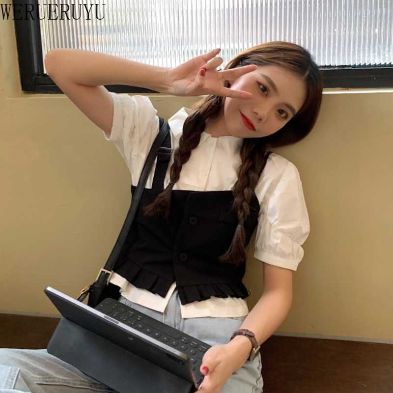 

WERUERUYU Women Puff Sleeve Blouse Shirts Women Summer Female Pullovers Elegant Tops Shirt 210608, Photo color