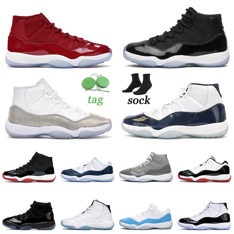 

High Quality 2021 Top Jumpman 11 11s XI Basketball Shoes Space Jam Metallic Silver UNC Air Jorden Retro Cap And Gown Trainers Sneakers 36-47