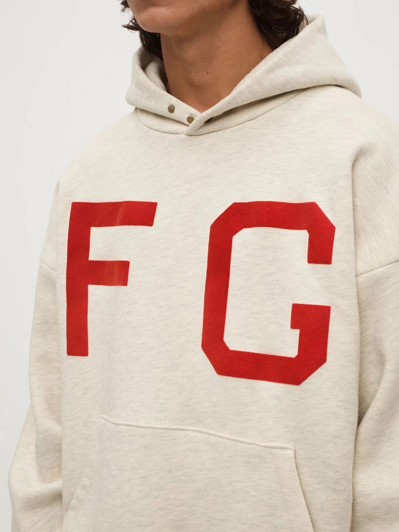 

USA 7th Oversize Big Red Flocking print Monarch Hoodie Autumn Winter Fashion Skateboard Hooded Sweatshirt, Light gray