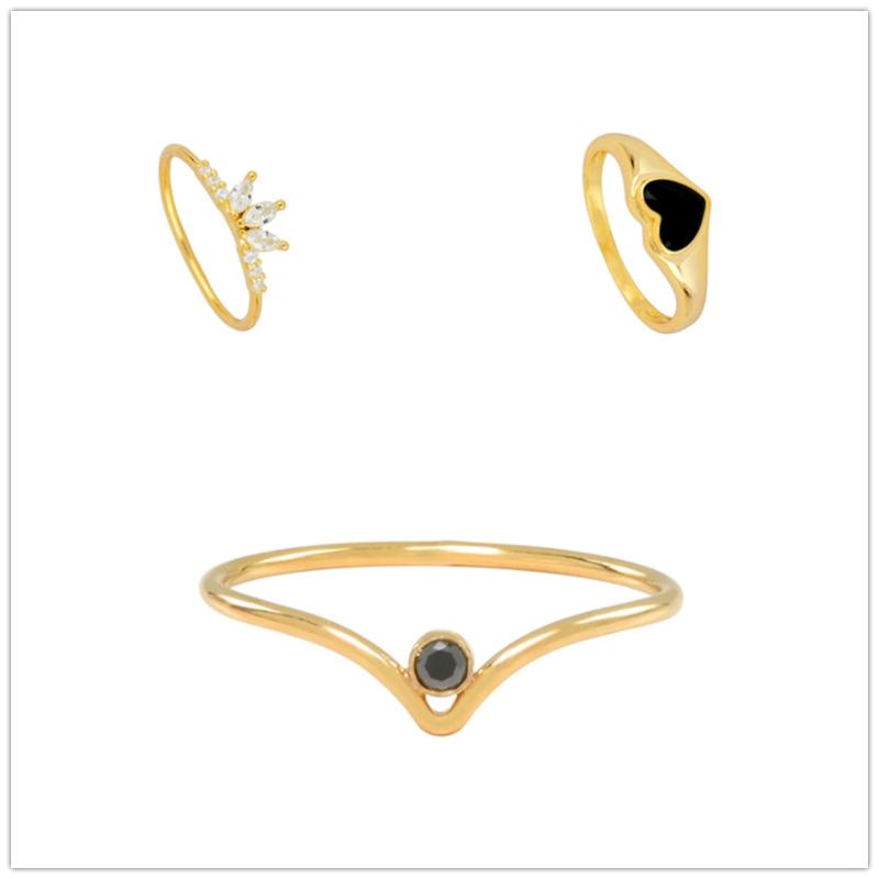 

Cluster Rings Romad Luxury 925 Sterling Silver Finger For Women Black CZ Charm Wedding Engagement Jewelry Bague Anillo 2021 W5, Golden;silver