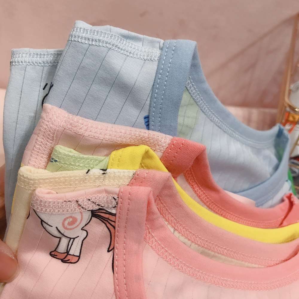 

Boys and girls suits 21 summer Korean children's home clothes men's and women's 7-sleeve air conditioning Icelandic cotton (2 pieces), White