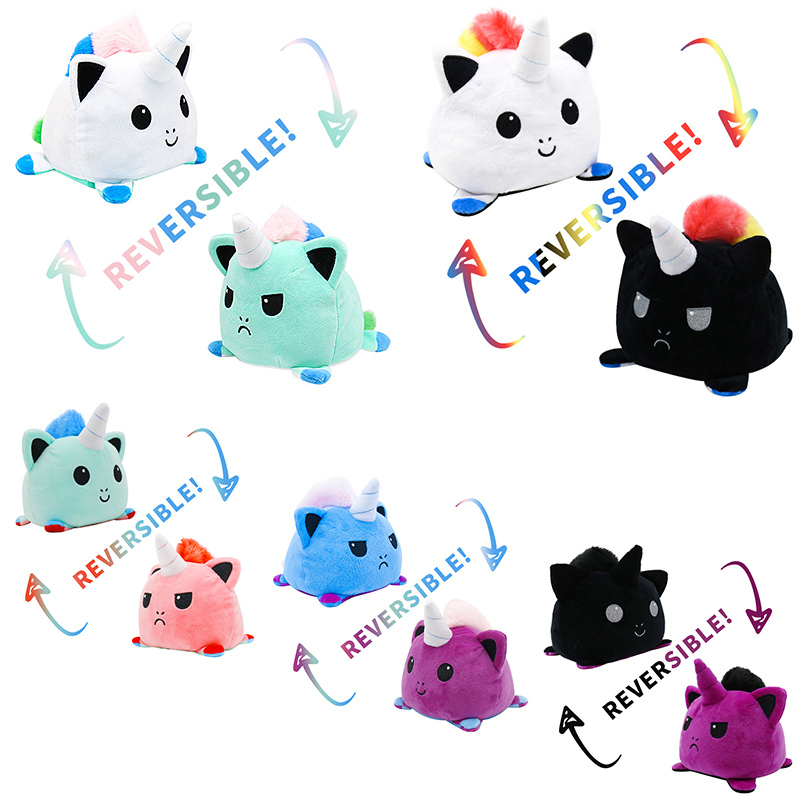 

13 Styles Reversible Unicorn Kids Plushie Plush Cartoon Animals Cat Double-sided Flip Doll Cute Toys for Kid Girl Birthday Gift