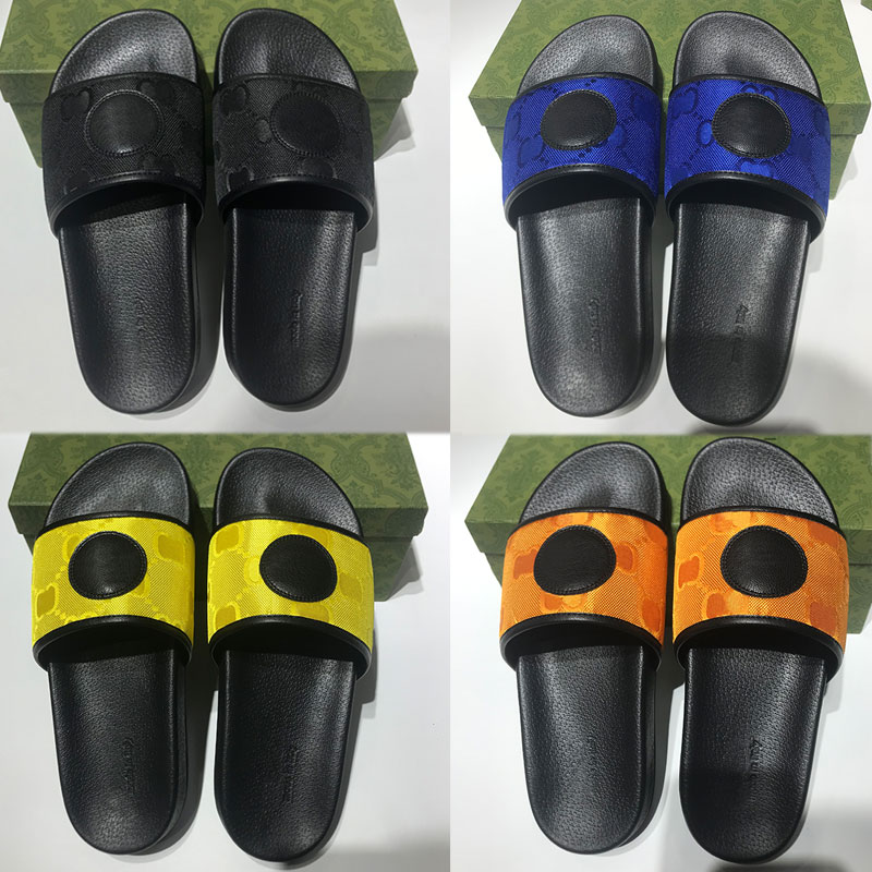 

Designer Mens casual slippers shoes top exquisite original fabric fashion vamp with letter design indoor and outdoor universal comfortable loose men black blue