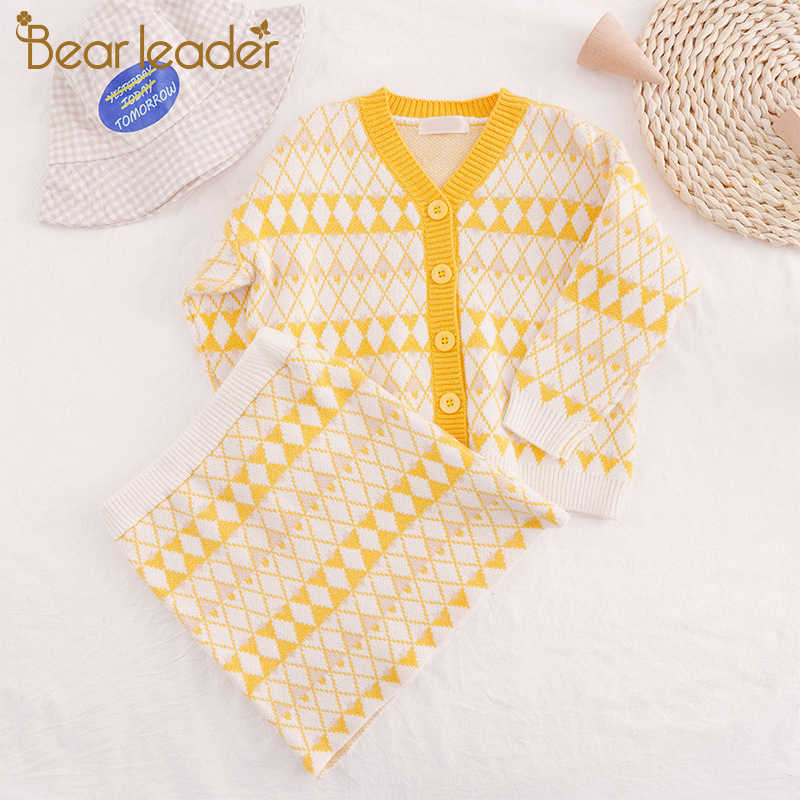 

Bear Leader Autumn Winter Girls Clothing Suits Sweater Plaid Skirt Sets Children 2PCS Clothing Set Children Clothing 2-7 Years 210708, Ah4043yellow