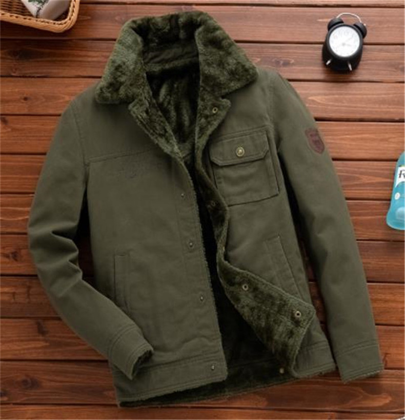 

Mens Solid Color Add Velvet Jacket Casual Mens Lapel Neck Coats Loose Winter Epaulet Outwear Fashion Business Clothes, Black;brown