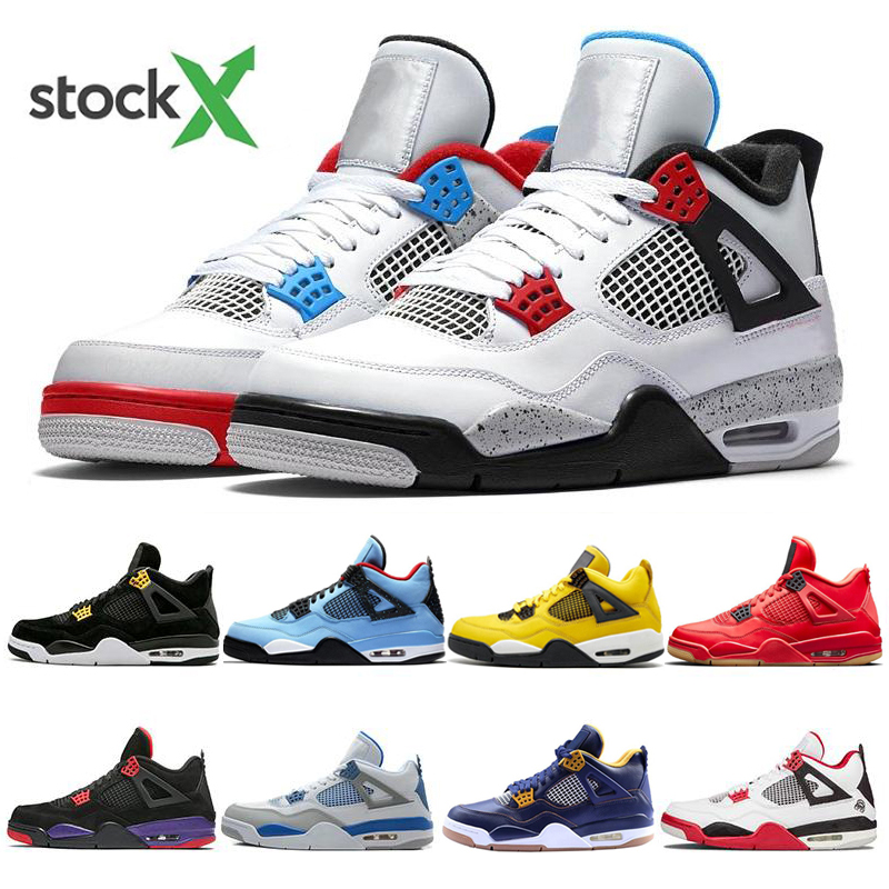 

Newest Stock Loyal Blue 4s IV Mens Basketball Shoes Bred White Cement What The Cactus Jack Cool Grey Men Women Sports Sneakers sizee36-45